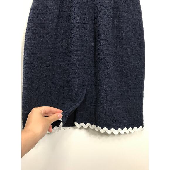 J. Crew Navy Tweed Dress Rickrack Scallop Trim Women's 4 Classic Office Business - Picture 8 of 13